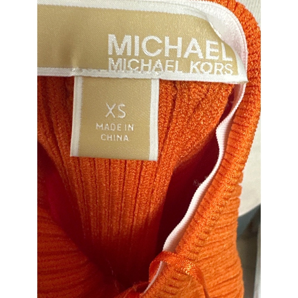 Michael Kors Orange Ribbed Knit Tube Mini Dress Y2K Resort Vacation Sample XS - Picture 6 of 8